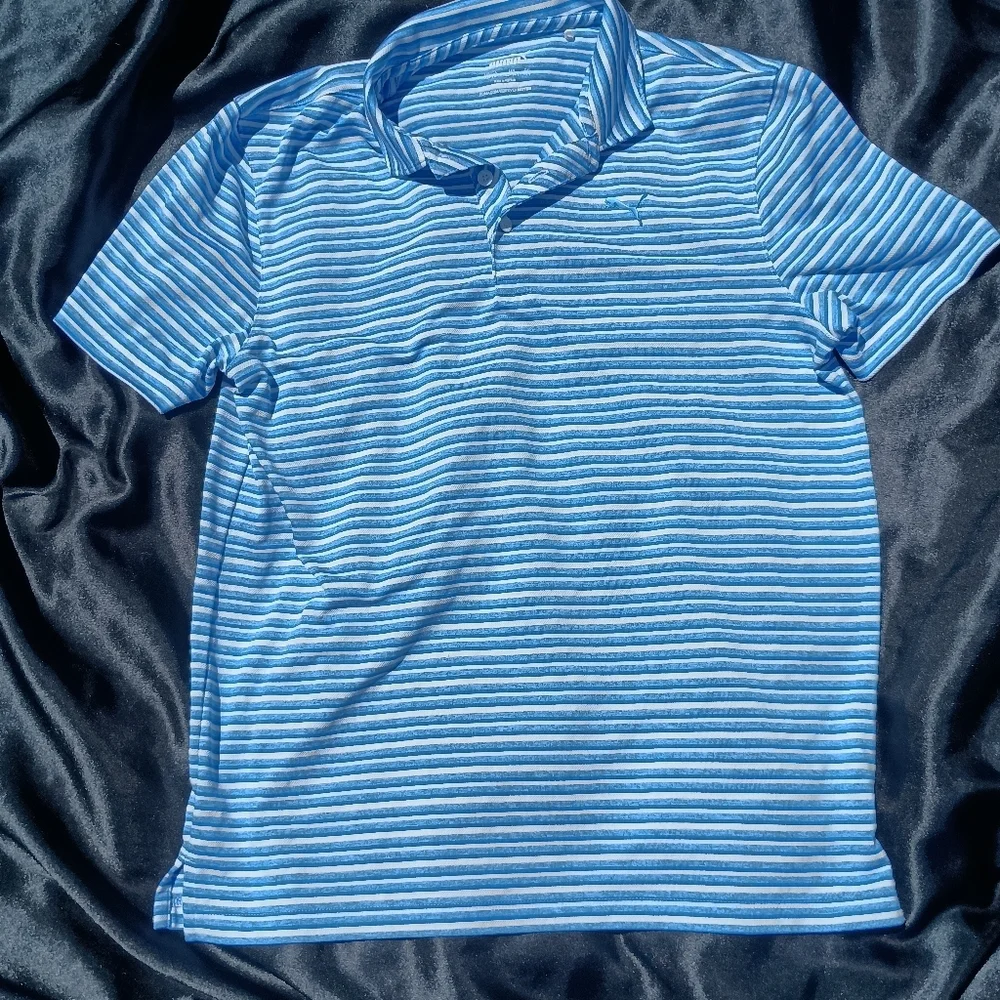 Puma Blue Polo Shirt with Classic Stripes - Picture 10 of 12